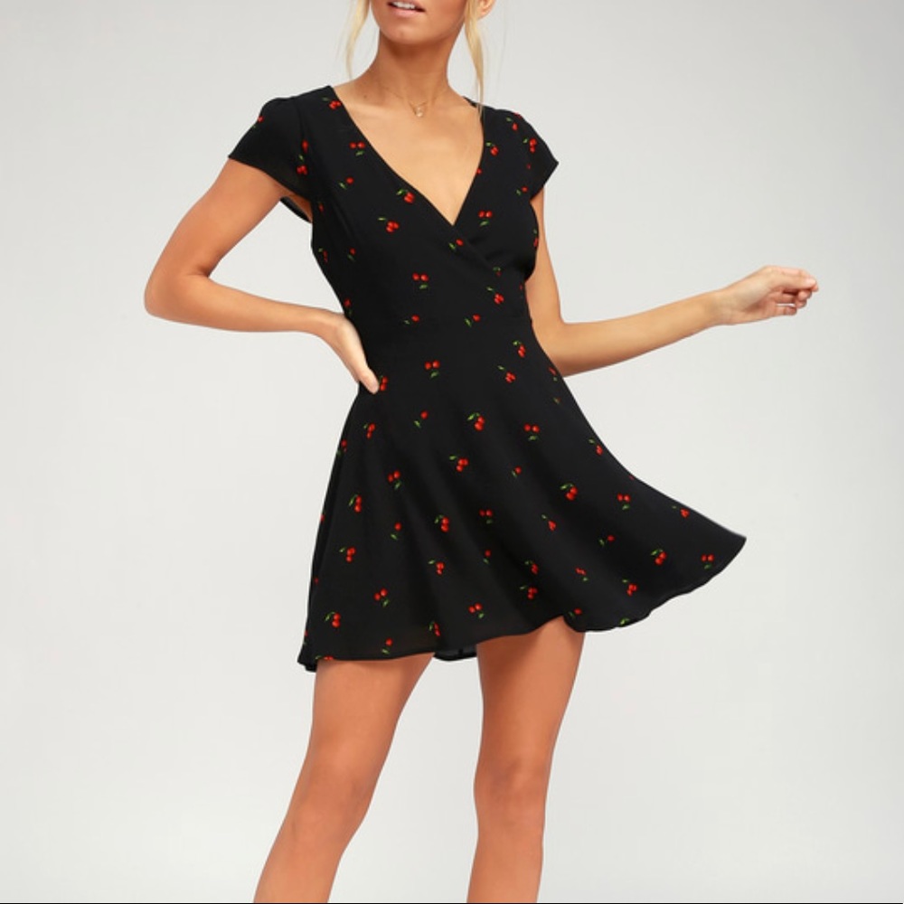 Lulus Small Cherry Print Dress NWOT